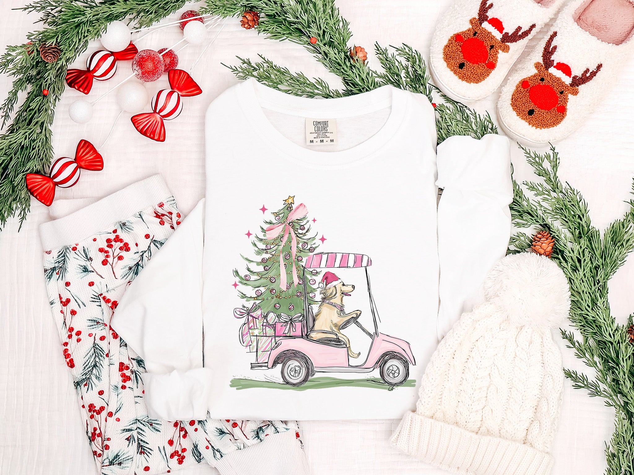 Christmas Dog Preppy Long Sleeve Tee or Sweatshirt {Unisex Adult}