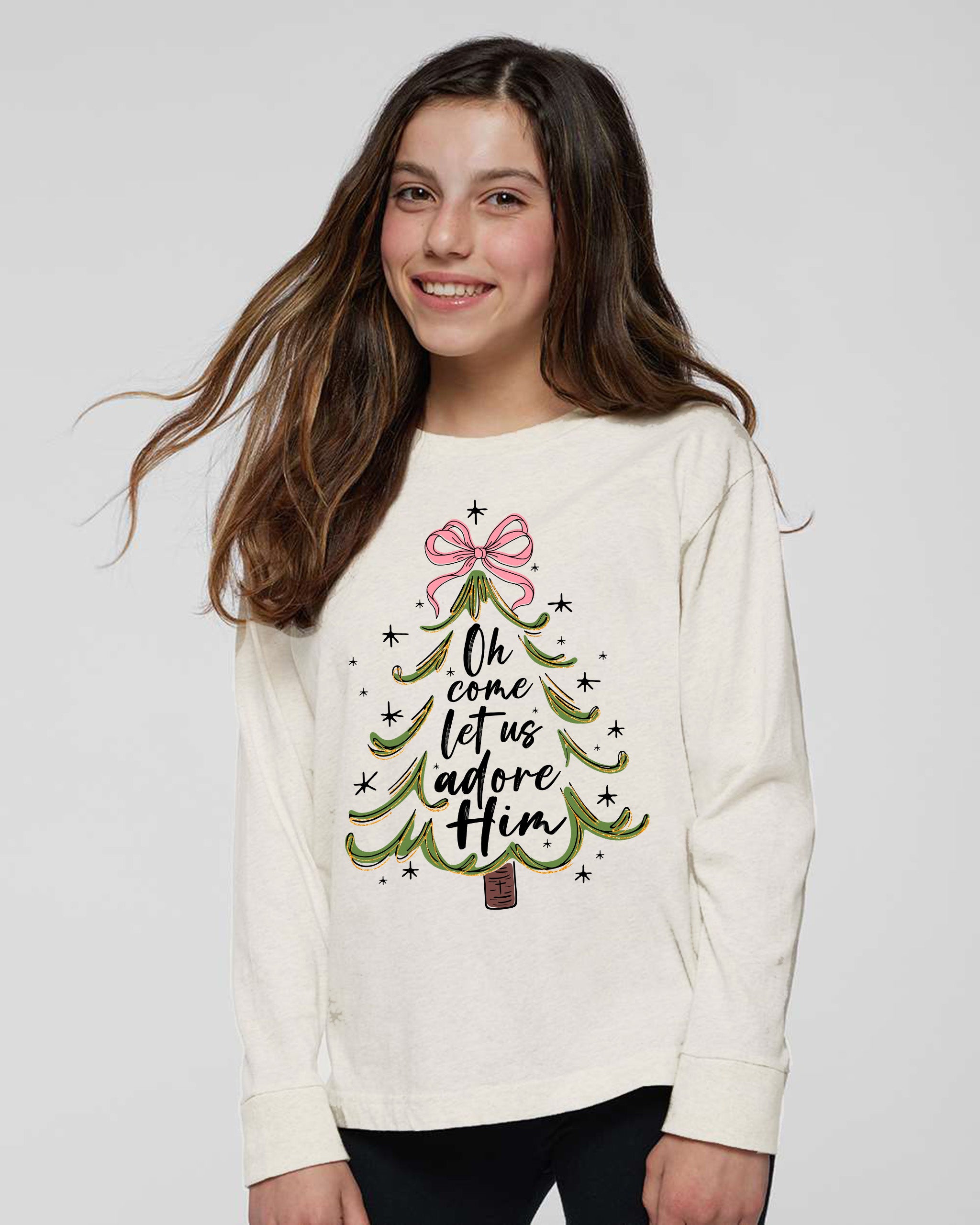 Oh Come Let Us Adore Him Long Sleeve Tee {Unisex Youth}