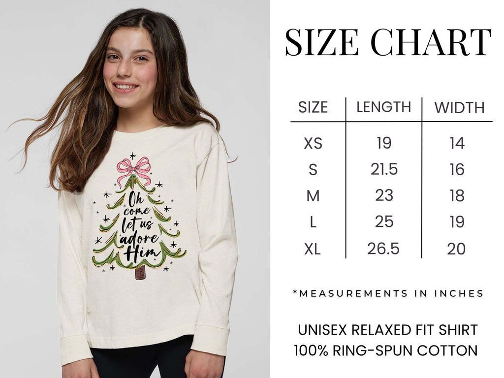 Oh Come Let Us Adore Him Long Sleeve Tee {Unisex Youth}