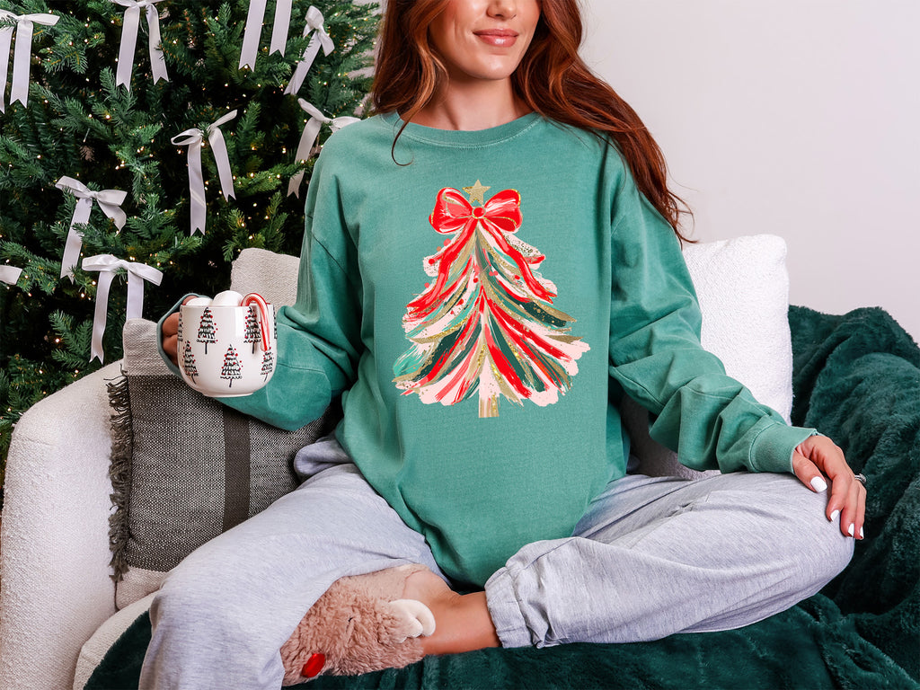 Ribbon Christmas Tree Long Sleeve Tee {Unisex Adult}