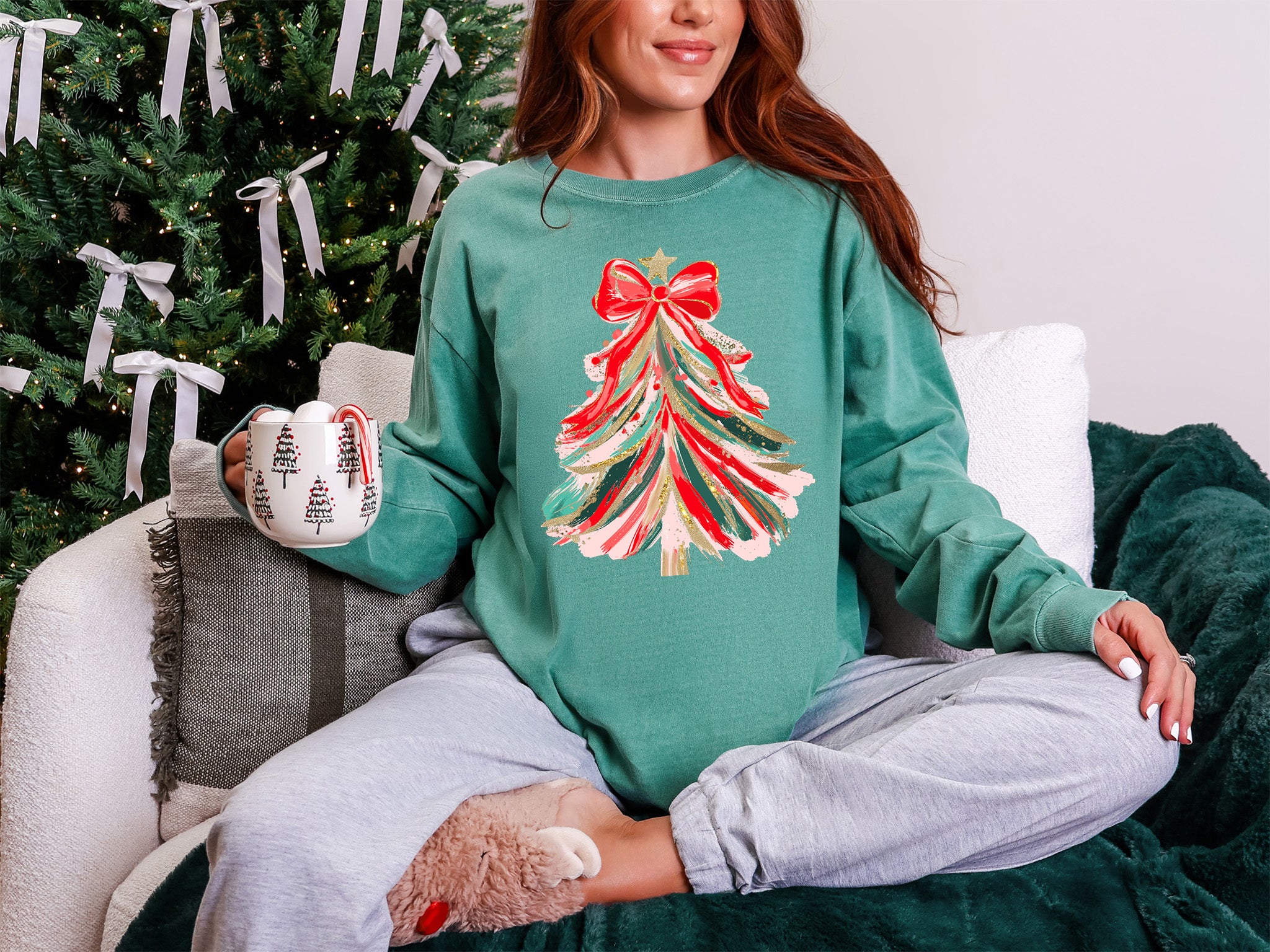 Ribbon Christmas Tree Long Sleeve Tee {Unisex Adult}