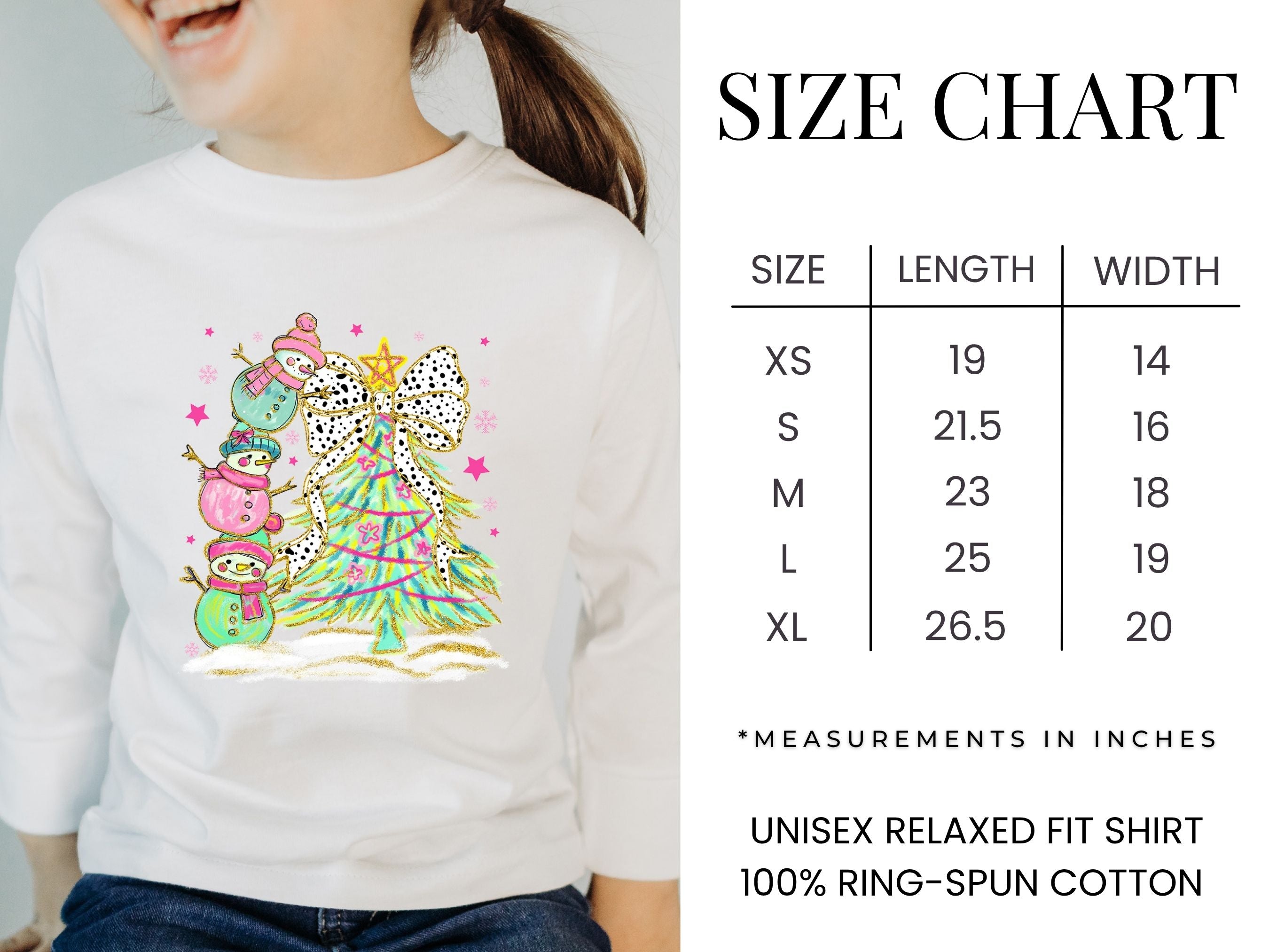 Snowman Christmas Tree Tower Long-Sleeve Tee {Unisex Youth}